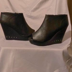 Torrid Studded Peep Toe Wedge Booties